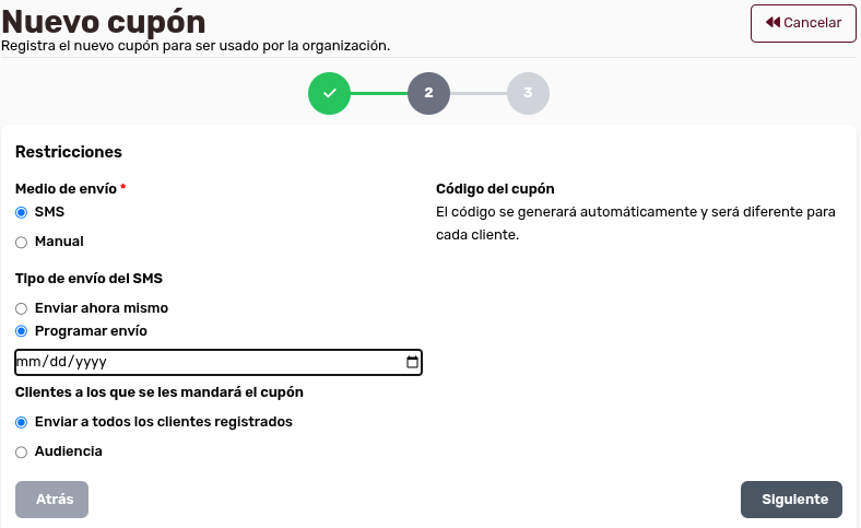 *CuponesSMSProgramarEnvío