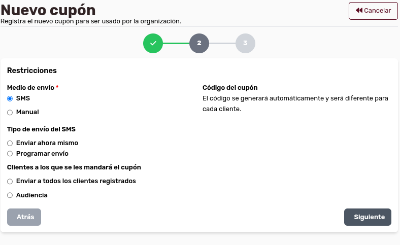 *CuponesRestriccionesSMS