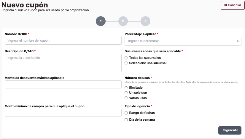 *InicioCupónCrear
