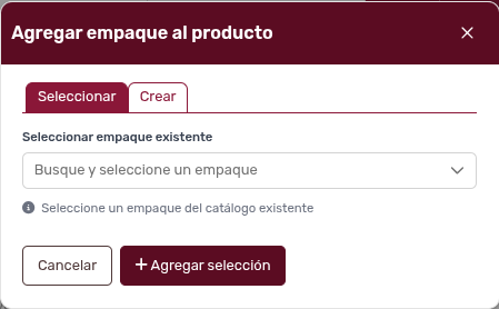 *ModalAgregarEmpaqueAlProducto