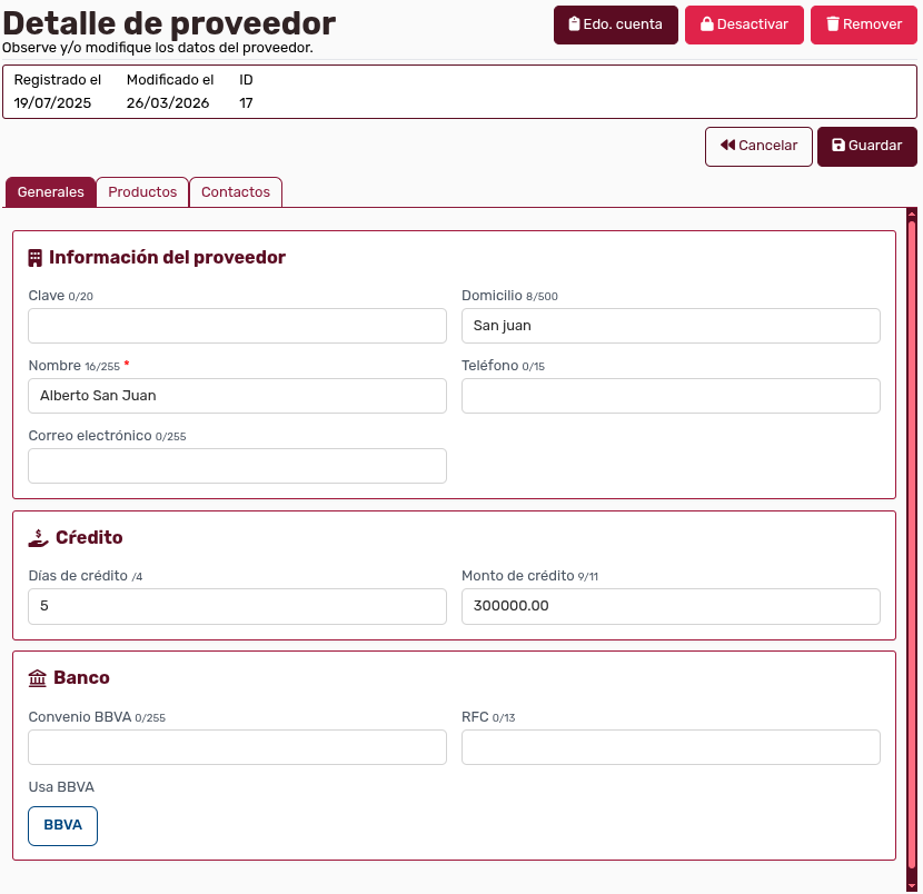 *EditarProveedores