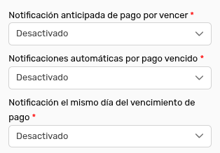 Opciones Notificaciones