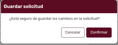 Modal Guardar Solicitud