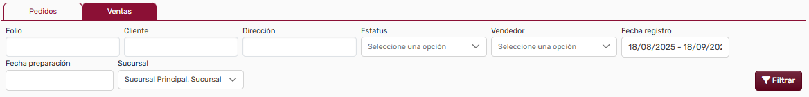 Ventas Filtros