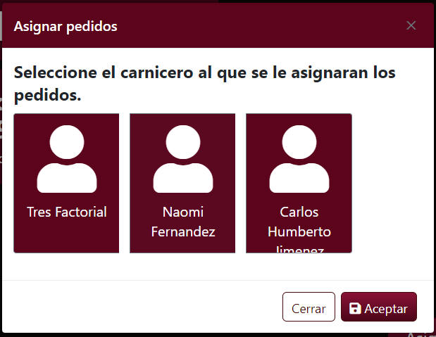 Modal Asignar Pedidos