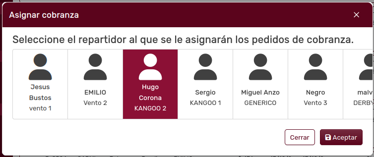Repartidor Seleccionado