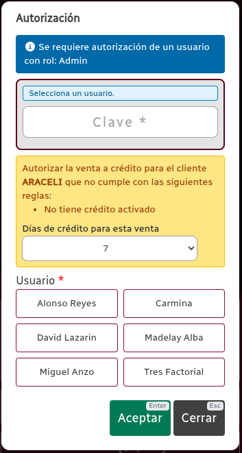 *AutorizarCrédito