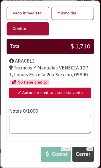 *ModalCrédito